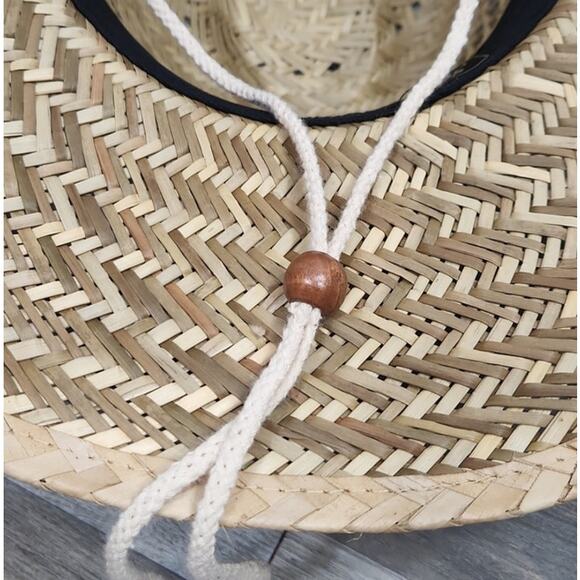 Signatures Tan Straw Hat with Floral Band & String Neck Tie Sunhat - Picture 5 of 13